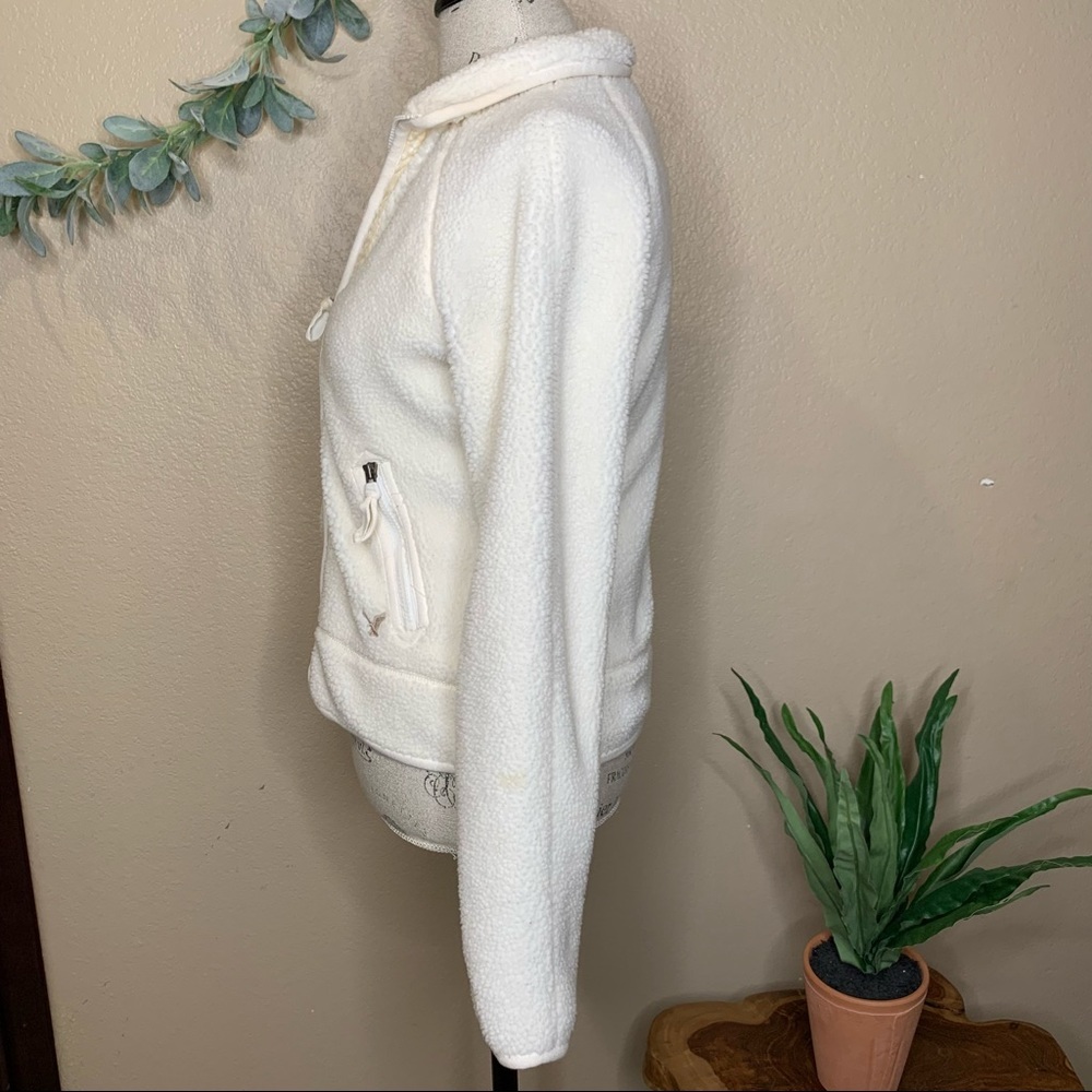 American Eagle ~ Sherpa Jacket Full Zip Nubby Ivory Size Medium - Picture 6 of 11